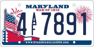 MD license plate 4AF7891