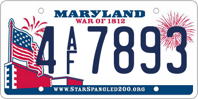 MD license plate 4AF7893