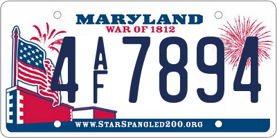 MD license plate 4AF7894