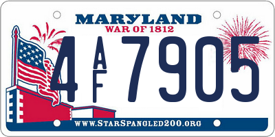 MD license plate 4AF7905