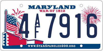 MD license plate 4AF7916