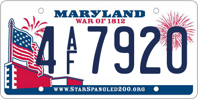 MD license plate 4AF7920