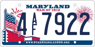 MD license plate 4AF7922
