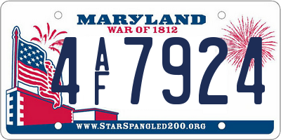 MD license plate 4AF7924