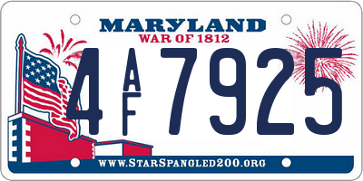 MD license plate 4AF7925