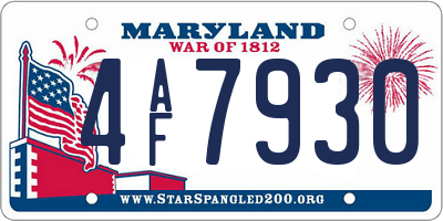 MD license plate 4AF7930