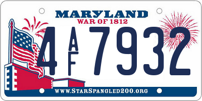 MD license plate 4AF7932