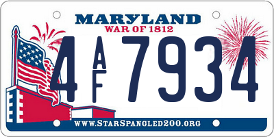 MD license plate 4AF7934