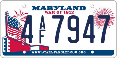 MD license plate 4AF7947