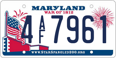 MD license plate 4AF7961