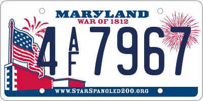 MD license plate 4AF7967