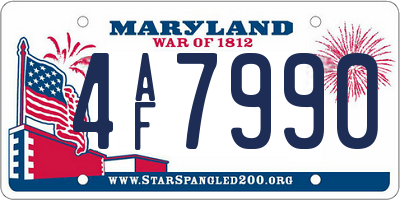 MD license plate 4AF7990