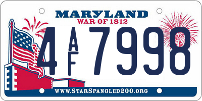 MD license plate 4AF7998