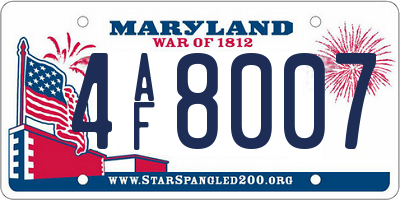 MD license plate 4AF8007