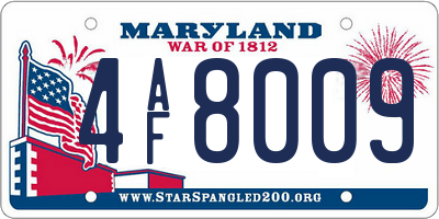 MD license plate 4AF8009