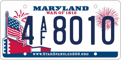MD license plate 4AF8010