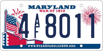 MD license plate 4AF8011