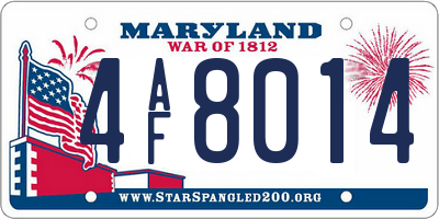 MD license plate 4AF8014