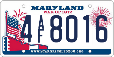MD license plate 4AF8016