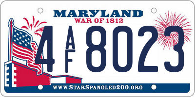 MD license plate 4AF8023
