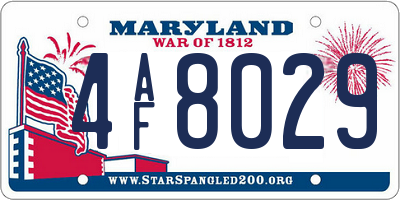 MD license plate 4AF8029