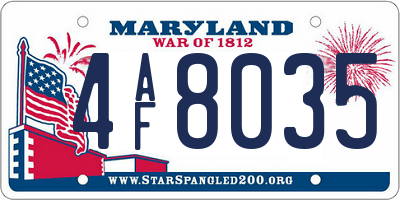 MD license plate 4AF8035