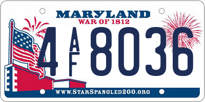 MD license plate 4AF8036