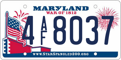 MD license plate 4AF8037