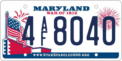 MD license plate 4AF8040