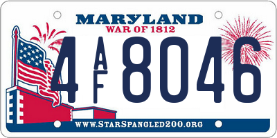 MD license plate 4AF8046