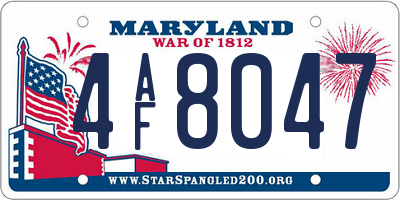 MD license plate 4AF8047