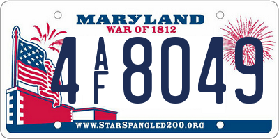 MD license plate 4AF8049