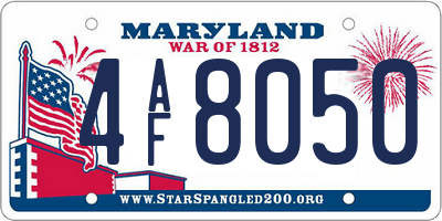MD license plate 4AF8050