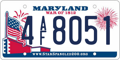 MD license plate 4AF8051