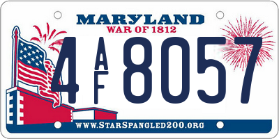 MD license plate 4AF8057