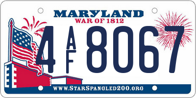 MD license plate 4AF8067
