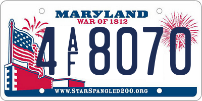 MD license plate 4AF8070