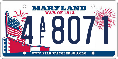 MD license plate 4AF8071