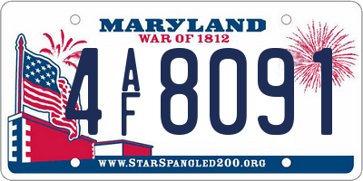 MD license plate 4AF8091