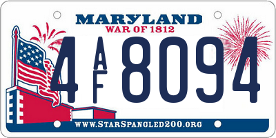 MD license plate 4AF8094