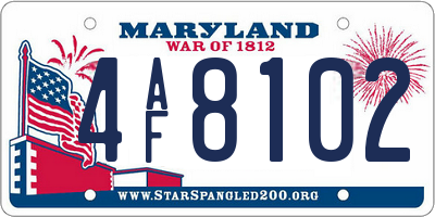 MD license plate 4AF8102