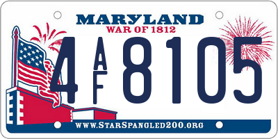 MD license plate 4AF8105