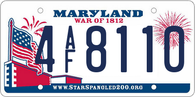 MD license plate 4AF8110