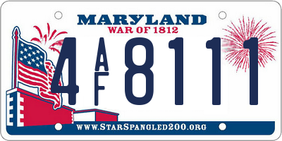 MD license plate 4AF8111