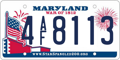 MD license plate 4AF8113