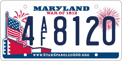 MD license plate 4AF8120