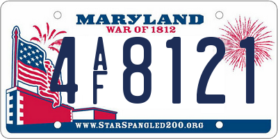 MD license plate 4AF8121