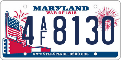MD license plate 4AF8130