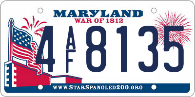 MD license plate 4AF8135