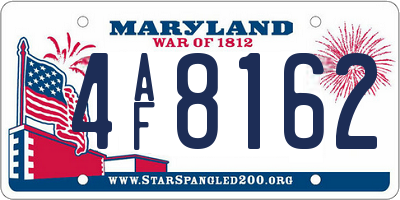 MD license plate 4AF8162